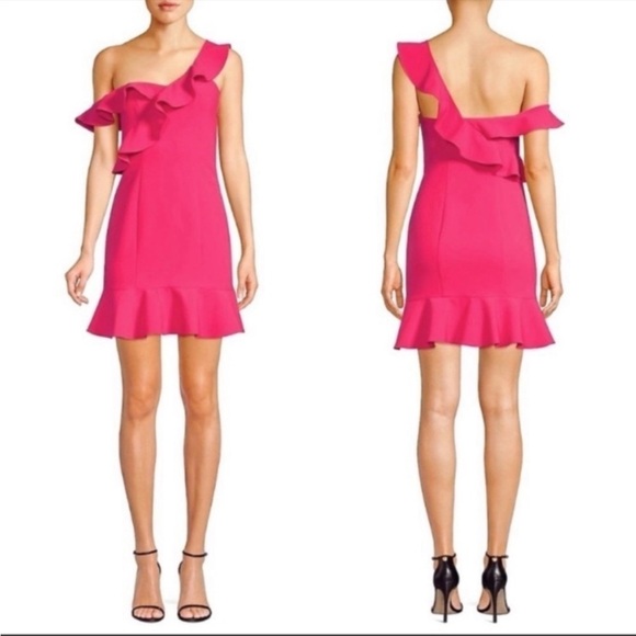 Revolve Likely Hot Pink Fuchsia Ruffle Norvina One Shoulder Dress - Picture 1 of 16